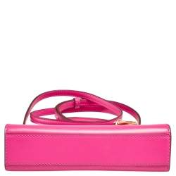 Pre Owned Tory Burch Fuchsia Leather Petite Lee Radziwill Top Handle Bag