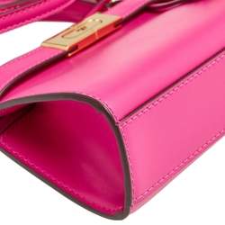 Pre Owned Tory Burch Fuchsia Leather Petite Lee Radziwill Top Handle Bag