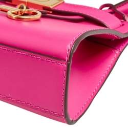 Pre Owned Tory Burch Fuchsia Leather Petite Lee Radziwill Top Handle Bag