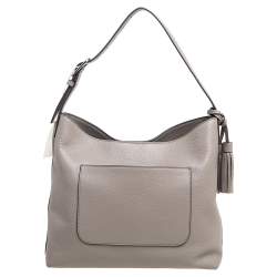 Pre Owned Tory Burch Grey Leather Thea Hobo