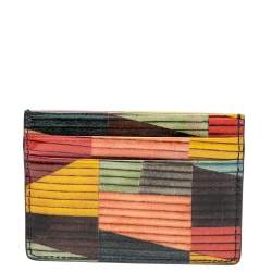 Pre Owned حافظة بطاقات توري برش روبينسو�ن جلد لامع متعدد الألوان