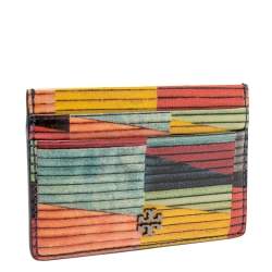 Pre Owned حافظة بطاقات توري برش روبينسون جلد لامع متعدد الألوان