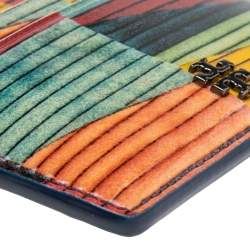 Pre Owned حافظة بطاقات توري برش روبينسون جلد لامع متعدد الألوان