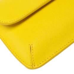 Pre Owned Tory Burch Yellow Leather Slim Diana Flap Clutch