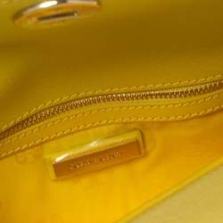 Pre Owned Tory Burch Yellow Leather Slim Diana Flap Clutch