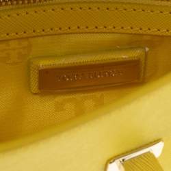Pre Owned Tory Burch Yellow Leather Slim Diana Flap Clutch