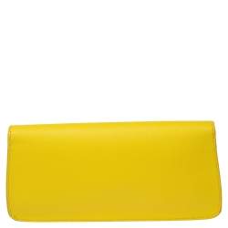 Pre Owned Tory Burch Yellow Leather Slim Diana Flap Clutch