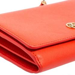 Pre Owned Tory Burch Red Leather Robinson Wallet On Chain