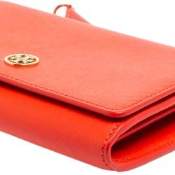Pre Owned Tory Burch Red Leather Robinson Wallet On Chain
