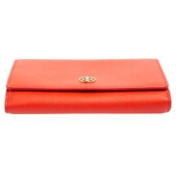 Pre Owned Tory Burch Red Leather Robinson Wallet On Chain
