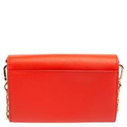 Pre Owned Tory Burch Red Leather Robinson Wallet On Chain