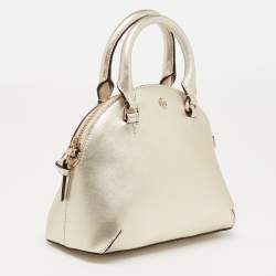 Pre Owned Tory Burch Gold Saffiano Leather Mini Robinson Dome Satchel