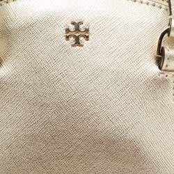 Pre Owned Tory Burch Gold Saffiano Leather Mini Robinson Dome Satchel