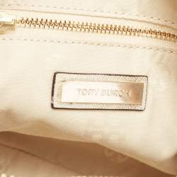 Pre Owned Tory Burch Gold Saffiano Leather Mini Robinson Dome Satchel