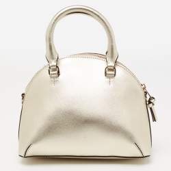 Pre Owned Tory Burch Gold Saffiano Leather Mini Robinson Dome Satchel