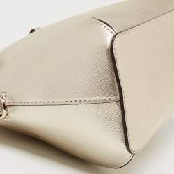Pre Owned Tory Burch Gold Saffiano Leather Mini Robinson Dome Satchel