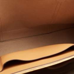 Pre Owned Tory Burch Navy Blue /Beige Perry T Monogram Jacquard Tote