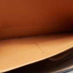 Pre Owned Tory Burch Navy Blue /Beige Perry T Monogram Jacquard Tote