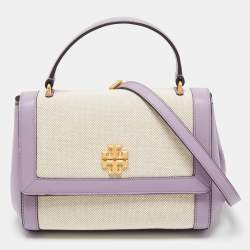 Tory Burch Purple/White Leather and Canvas Juliette Top Handle Bag Tory  Burch | TLC