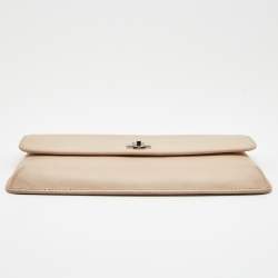 Tory Burch Beige Saffiano Leather Diana Clutch