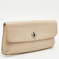 Tory Burch Beige Saffiano Leather Diana Clutch