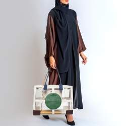 Pre Owned Tory Burch Multicolor/Clear PVC and Faux Leather Quadrant Ella Tote