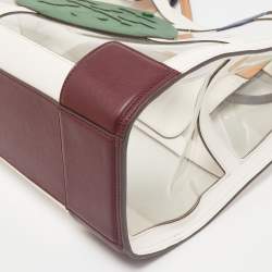 Pre Owned Tory Burch Multicolor/Clear PVC and Faux Leather Quadrant Ella Tote
