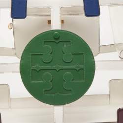 Pre Owned Tory Burch Multicolor/Clear PVC and Faux Leather Quadrant Ella Tote