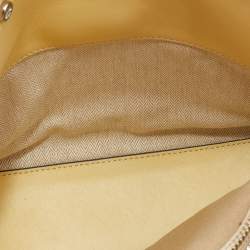 Pre Owned Tory Burch Green/Brown Leather and Suede Small Lee Radziwill Double Bag