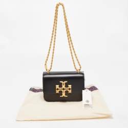 Pre Owned Tory Burch Black Leather Small Convertible Eleanor Shoulder Bag 