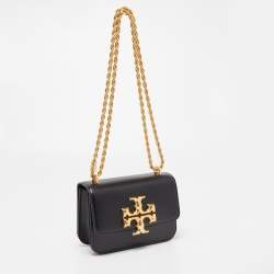 Pre Owned Tory Burch Black Leather Small Convertible Eleanor Shoulder Bag 