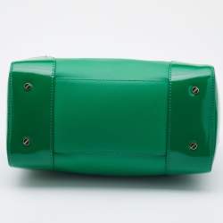 Pre Owned Tory Burch Green Leather Robinson Boston Bag