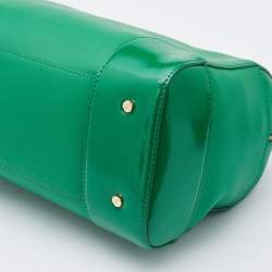 Pre Owned Tory Burch Green Leather Robinson Boston Bag