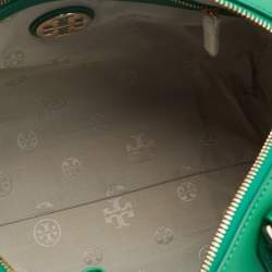 Pre Owned Tory Burch Green Leather Robinson Boston Bag