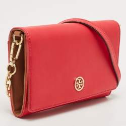 Pre Owned Tory Burch Red Leather Robinson Chain Clutch Bag