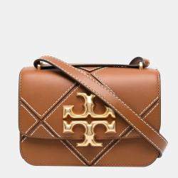 Tory Burch Brown Multicolor Snake Embossed Leather Shoulder Bag