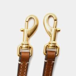 Pre Owned Tory Burch White/Brown Leather Monogram T Laser Cut Bucket Bag