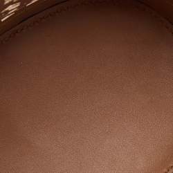 Pre Owned Tory Burch White/Brown Leather Monogram T Laser Cut Bucket Bag