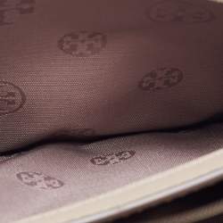 Pre Owned Tory Burch Taupe Leather Robinson Flap Shoulder Bag