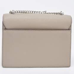 Pre Owned Tory Burch Taupe Leather Robinson Flap Shoulder Bag