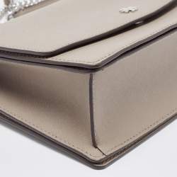 Pre Owned Tory Burch Taupe Leather Robinson Flap Shoulder Bag