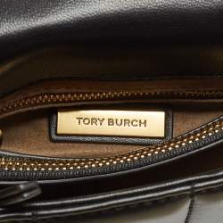 Pre Owned Tory Burch Black Quilted Small Leather Kira Top Handle Bag