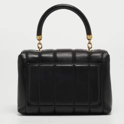 Pre Owned Tory Burch Black Quilted Small Leather Kira Top Handle Bag