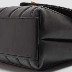 Pre Owned Tory Burch Black Quilted Small Leather Kira Top Handle Bag