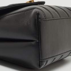 Pre Owned Tory Burch Black Quilted Small Leather Kira Top Handle Bag