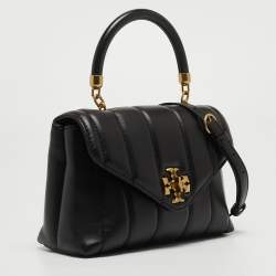 Pre Owned Tory Burch Black Quilted Small Leather Kira Top Handle Bag