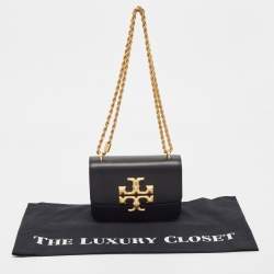 Pre Owned Tory Burch Black Leather Small Convertible Eleanor Shoulder Bag 