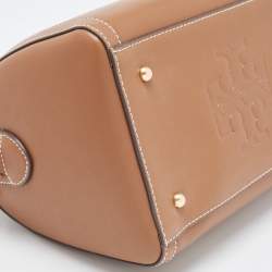 Pre Owned Tory Burch Brown Leather Barrel Bag