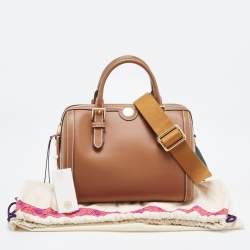 Pre Owned Tory Burch Brown Leather Barrel Bag