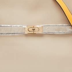 Pre Owned Tory Burch Multicolor Leather and Suede Small Lee Radziwill Whipstitch Lee Radziwill Top Hande Bag